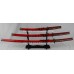 New 3 PCS Japanese Shogun Burgundy Red & Black Fighting Dragon Samurai Warrior Katana  Sword Set